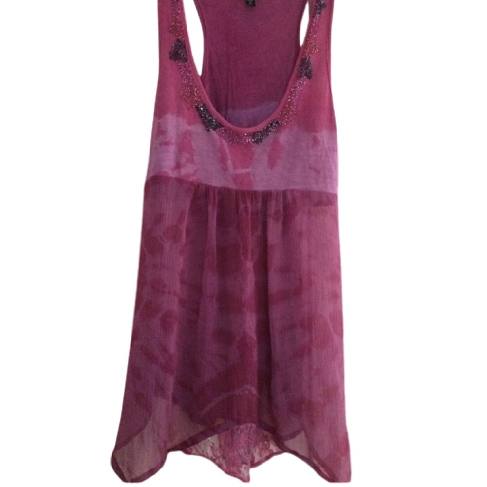 Living Doll Racerback Tank M Pink Beaded